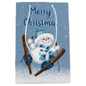 Snowman Skiing in Snowflakes Medium Cadeauzakje (Voorkant)