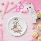 Snowman Skiing Papieren Bordje (Feest)