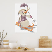 Snowman Skiing Poster (Keuken)