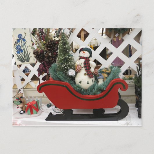 Snowman & Sleigh Briefkaart (Voorkant)