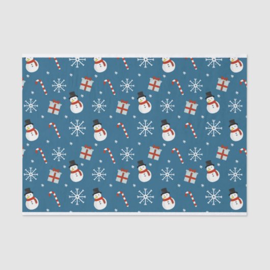 Snowman, sneeuwvlokken, snoeprietjes tissuepapier (Voorkant)