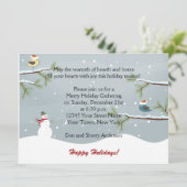 Snowman Snow Birds Invitations Fête (Debout devant)