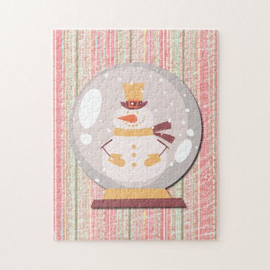 Snowman Snow Globe Retro Puzzle Art Legpuzzel (Verticaal)