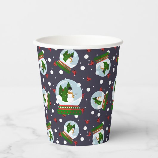 Snowman Snow Globes Papieren Bekers (Voorkant)