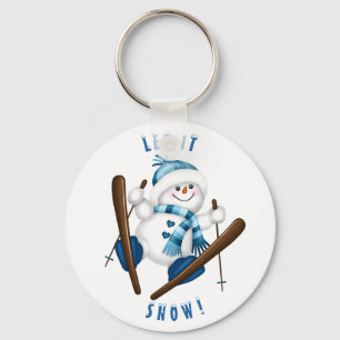 Snowman Snow Skier Snowflake Sleutelhanger