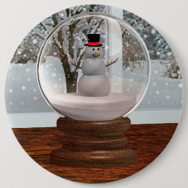 Snowman Snow Wereldbol Ronde Button 6,0 Cm