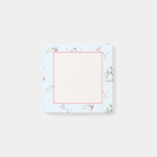 Snowman Snowball Design Framed Text Post-it® Notes (Voorkant)