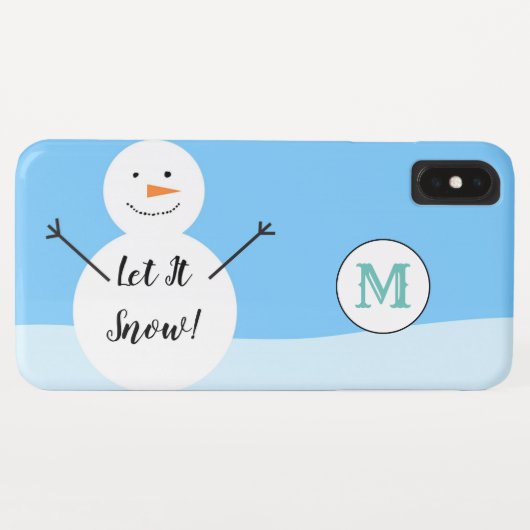Snowman Snowball Festive Winter Custom Monogram Case-Mate iPhone Case (Achterkant (horizontaal))