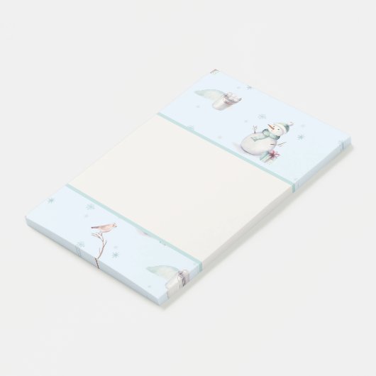 Snowman Snowball ingelijste tekst vak ontwerp Post-it® Notes (Schuin)