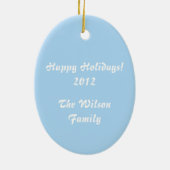 Snowman Snowflake Family Home Blue Kerstmis Keramisch Ornament (Achterkant)