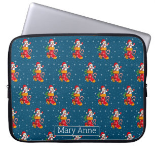 Snowman Snowflake kerstpatroonblauw Laptop Sleeve