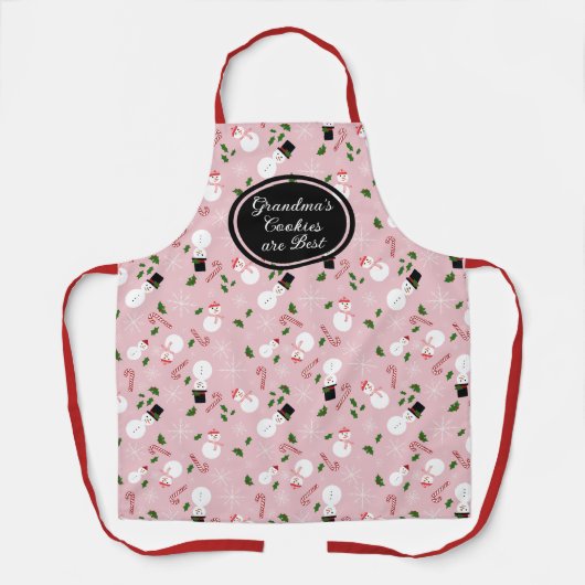 Snowman Snowflake Oma's Cookies Xmas Schort (Voorkant)