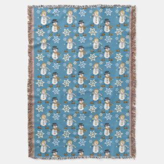 Snowman Snowflake patroon op blauw Deken