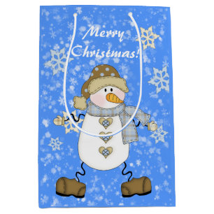 Snowman Snowflake Persoonlijke Kerstmis Medium Cadeauzakje