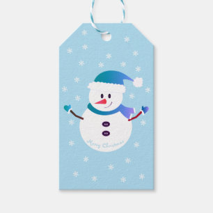 Snowman Snowflakes Blue Cadeaulabel