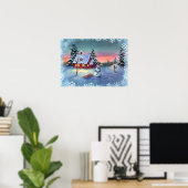 SNOWMAN, SNOWFLAKES EN SLED DOOR SHARON SHARPE POSTER (Thuiskantoor)