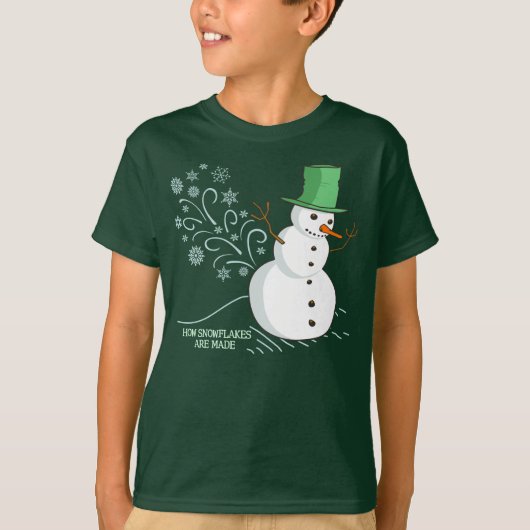 Snowman Snowflakes Funny Cartoon T-shirt (Voorkant)