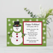 Snowman & Snowflakes Holiday Party Uitnodiging (Staand voorkant)