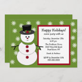 Snowman & Snowflakes Holiday Party Uitnodiging (Voorkant / Achterkant)