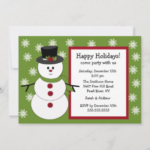 Snowman & Snowflakes Holiday Party Uitnodiging