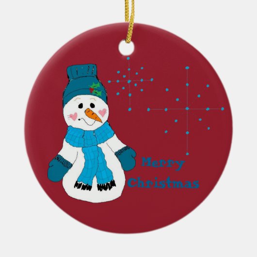 Snowman Snowflakes Keramisch Ornament (Voorkant)