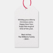 Snowman Snowflakes White met prettige kerstfamilie Cadeaulabel (Achterkant)