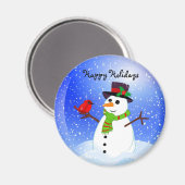 Snowman Snowglobe - Happy Holidays Magnet (Recto/Verso)