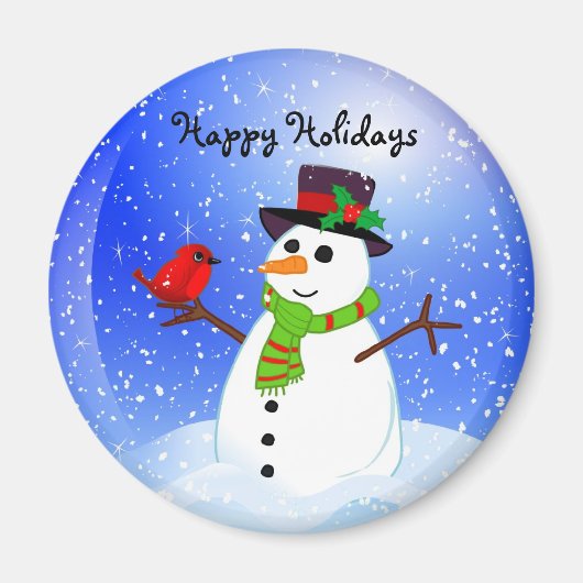 Snowman Snowglobe - Happy Holidays Magnet (Devant)