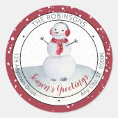 Snowman Snowman Snowans Groetings Familie Ronde Sticker (Voorkant)
