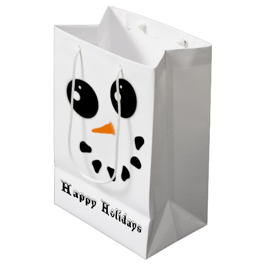 Snowman Snowoman Face Joyeux vacances Sac cadeau (Devant Angle)