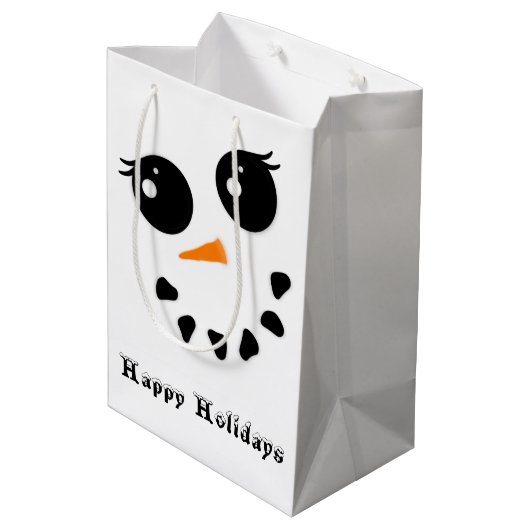 Snowman Snowoman Face Joyeux vacances Sac cadeau (Dos Angle)