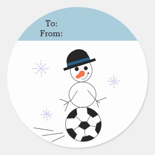 Snowman Soccer Gift Label (Voorkant)