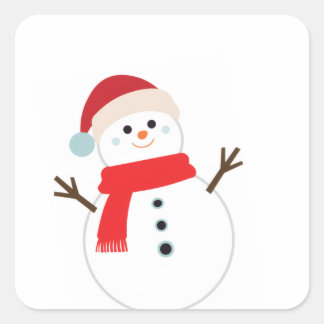SNOWMAN sock for warm decor Christmas Vierkante Sticker