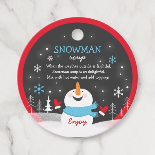 Snowman Soup-kerstcadeautje met warme chocolade Bedankjes Labels (Voorkant)