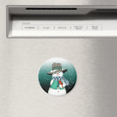 Snowman souriant, Cardinal dans un aimant d'orage  (In Situ (Lave-vaisselle))