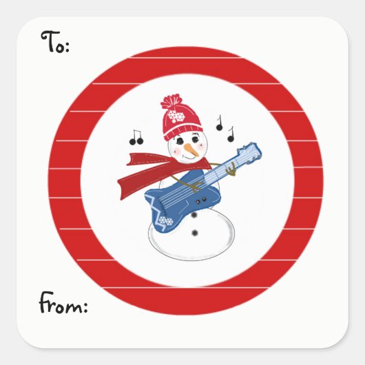 Snowman-spelgitaar Vierkante Sticker (Voorkant)