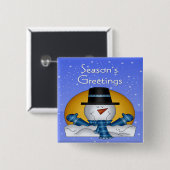 Snowman Square Button (Voorkant /achterkant)