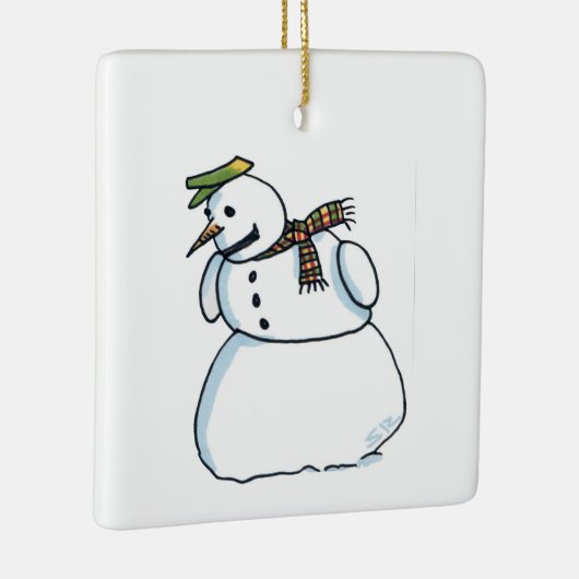 Snowman square ceramic ornament (Rechts)