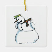 Snowman square ceramic ornament (Voorkant)