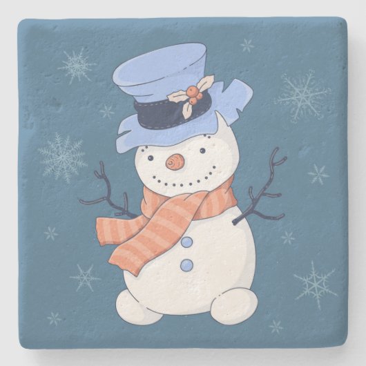 Snowman Stenen Onderzetter (Voorkant)