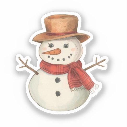 Snowman Sticker | Cozy Winter Character Doodle (Voorkant)