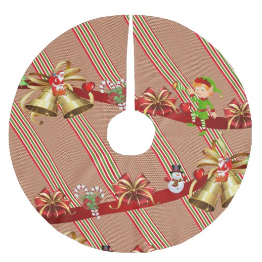Snowman Stripe Elves Kerstboom Rok (Voorkant)