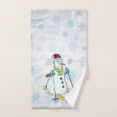 Snowman sur le kit de serviettes de bain Skis (Serviette à main)