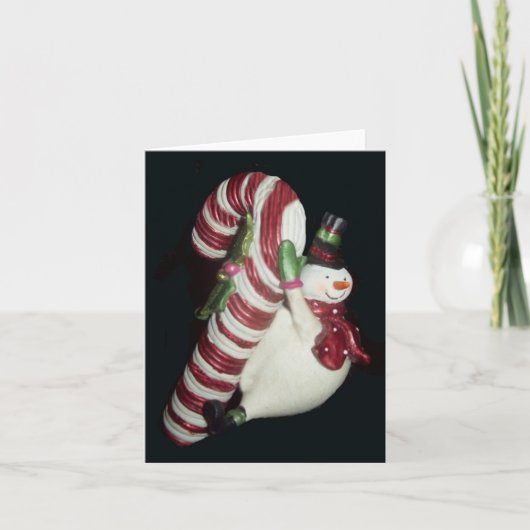 Snowman sur une photo Sucre de canne Carte de note (Devant)