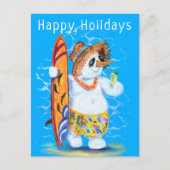 Snowman Surfer Joyeuses Vacances Funny Carte Posta (Devant)