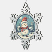 Snowman Tin Sneeuwvlok Ornament (Rechts)