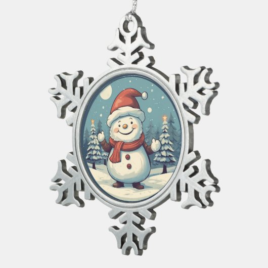 Snowman Tin Sneeuwvlok Ornament (Rechts)