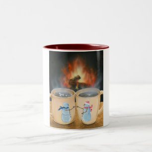 Snowman Toasting Tweekleurige Koffiemok