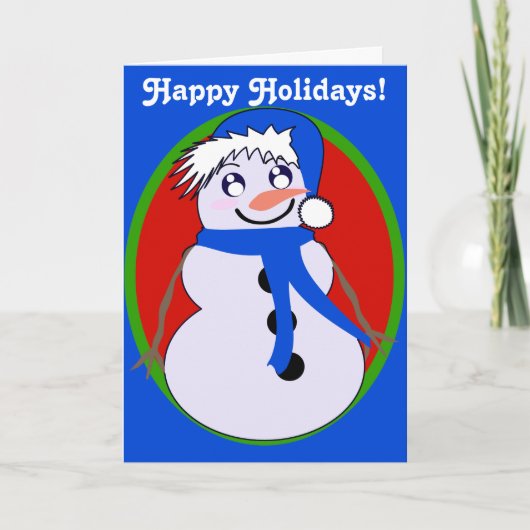 Snowman Toon Blue Holiday ! Carte (Devant)