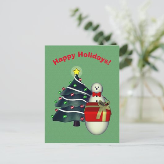 Snowman Tree Présente Noël Carte postale (Debout devant)